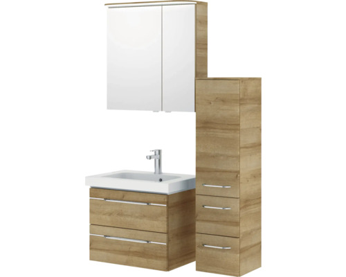 Meuble sous-vasque avec lavabo, armoire de toilette et armoire haute pour la salle de bain