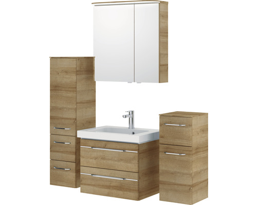 Ensemble de meubles de salle de bains avec lavabo, armoire de toilette et armoires latérales