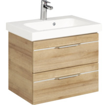 Meuble sous-lavabo avec deux tiroirs, lavabo et robinet