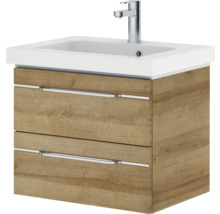Meuble sous-lavabo avec deux tiroirs, lavabo et robinet