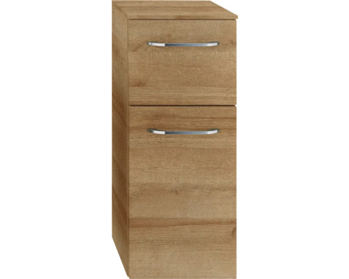 Meuble sous-lavabo couleur bois avec deux tiroirs