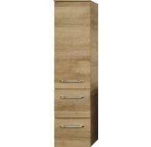 Armoire haute en bois avec trois tiroirs et poignées