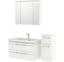 Badezimmerset mit Waschtischunterschrank, Waschbecken, Spiegelschrank und Hochschrank