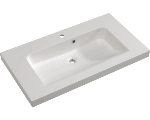 Vasque en céramique sanitaire avec trou de robinet et trop-plein