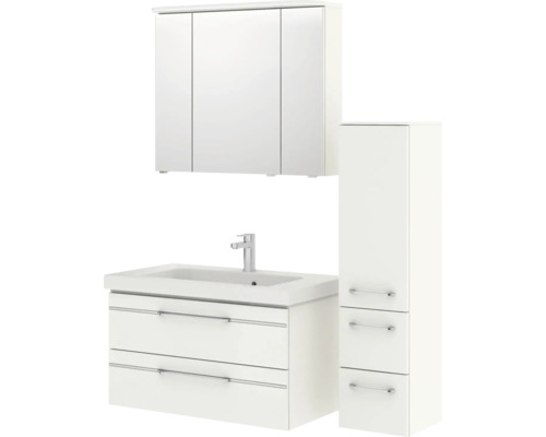 Ensemble de salle de bains avec meuble sous-lavabo, armoire de toilette et armoire haute