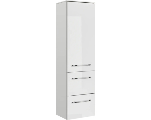 Armoire haute de salle de bains blanche avec trois tiroirs