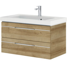 Meuble sous-lavabo avec deux tiroirs et vasque à poser