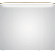 Armoire de toilette blanche avec trois portes et éclairage