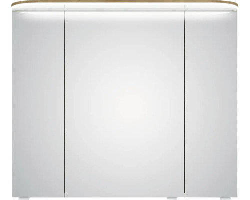 Armoire de toilette blanche avec trois portes et éclairage