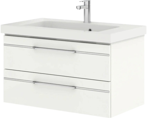 Meuble sous-lavabo avec deux tiroirs et robinet