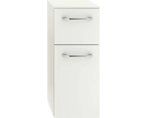 Meuble sous-lavabo blanc avec deux tiroirs et poignées