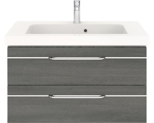 Waschtischunterschrank mit zwei Schubladen, Aufsatzwaschbecken und Armatur