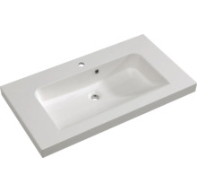 Vasque en céramique avec trou de robinet et trop-plein