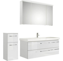 Ensemble de salle de bains avec armoire de toilette, lavabo et meuble sous-vasque