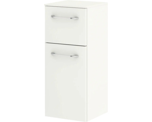 Weißer Badschrank mit zwei Schubladen und Griffen