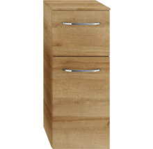 Hochschrank aus Holz mit zwei Schubladen und Griffen