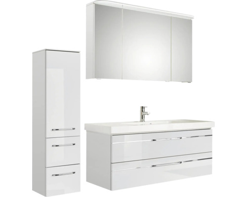 Ensemble de meubles de salle de bains avec meuble sous-lavabo, armoire de toilette et armoire haute