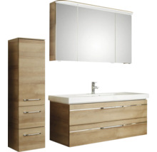 Badezimmermöbelset mit Waschtisch, Spiegelschrank und Hochschrank