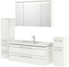Ensemble de meubles de salle de bains avec lavabo, armoire de toilette et armoires hautes