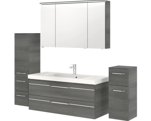 Ensemble complet de salle de bains avec lavabo, armoire de toilette et armoires latérales