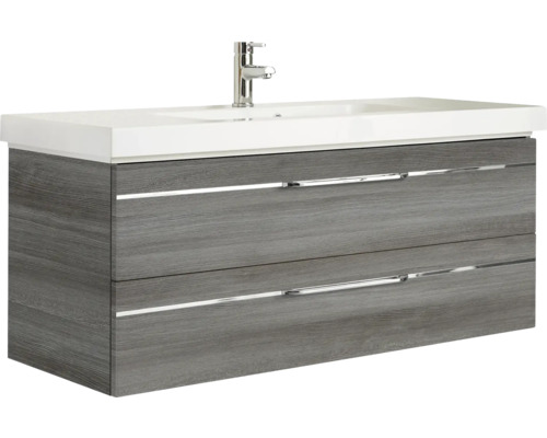 Meuble sous-lavabo avec deux tiroirs, lavabo et robinet