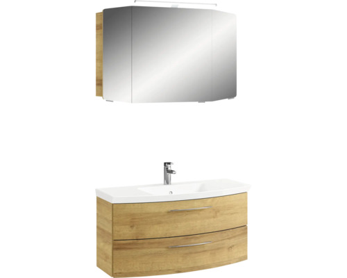 Badezimmermöbel-Set mit Waschtischunterschrank, Waschbecken und Spiegelschrank