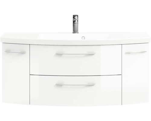 Meuble sous-lavabo blanc avec deux tiroirs et deux portes