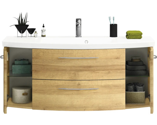 Meuble sous-lavabo avec tiroirs et étagères pour la salle de bains