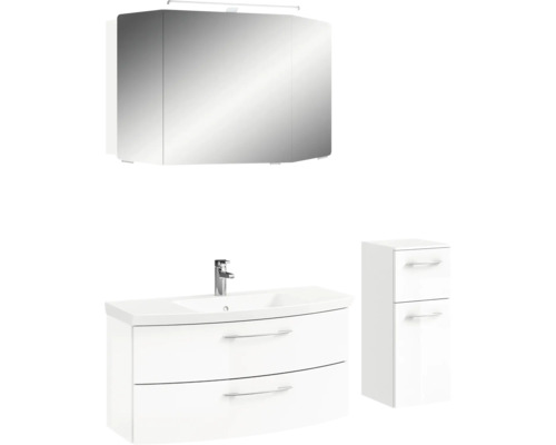 Ensemble de meubles de salle de bains avec armoire de toilette, meuble sous-lavabo et armoire latérale