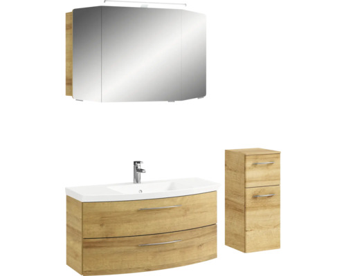 Badezimmer-Set mit Spiegelschrank, Waschtischunterschrank und Hochschrank