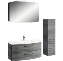 Ensemble de salle de bains avec armoire de toilette, meuble-lavabo et armoire haute
