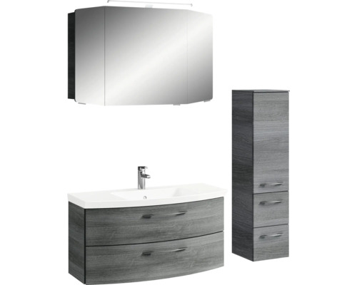 Badezimmer-Set mit Spiegelschrank, Waschtisch und Hochschrank