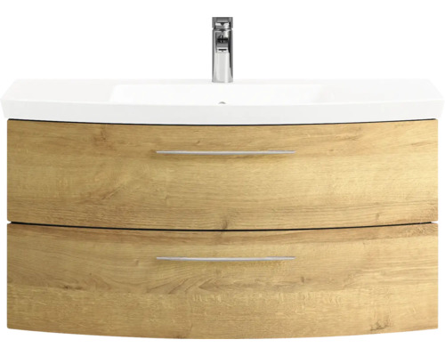 Meuble sous-vasque avec deux tiroirs, lavabo et robinetterie