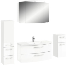 Ensemble de salle de bains avec meuble sous-lavabo, armoire de toilette et deux armoires hautes