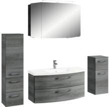 Ensemble de salle de bains avec lavabo, armoire de toilette et armoire haute