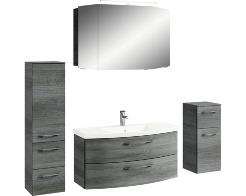 Badezimmer-Set mit Waschtisch, Spiegelschrank und Hochschrank