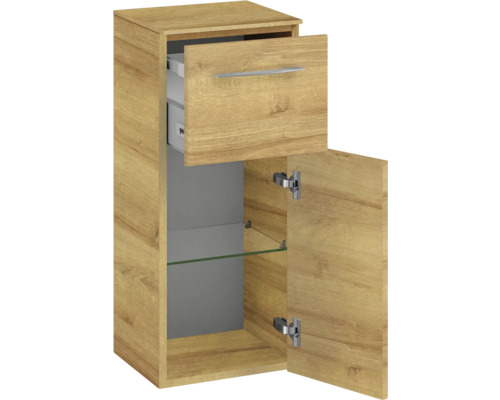 Meuble de salle de bains avec tiroir et porte en bois