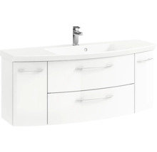 Meuble-lavabo blanc avec deux tiroirs et lavabo avec robinet