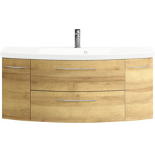 Meuble sous-lavabo avec lavabo et deux tiroirs aspect bois