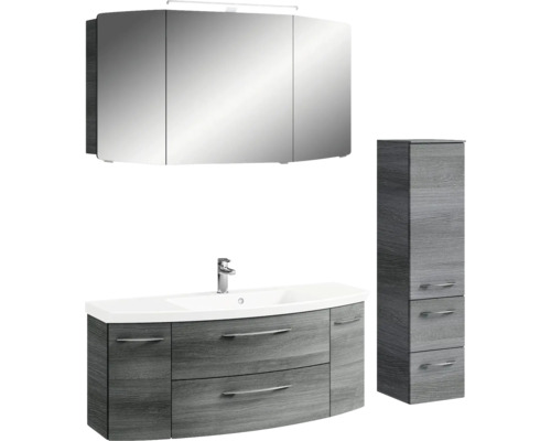 Badmöbelset mit Spiegelschrank, Waschtischunterschrank und Hochschrank