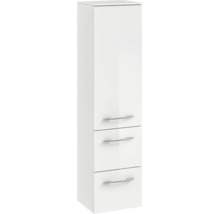 Weisser Badezimmer-Hochschrank mit drei Schubladen und Metallgriffen