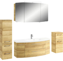 Ensemble de meubles de salle de bains avec lavabo, armoire de toilette et armoires hautes