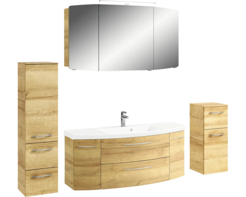 Ensemble de meubles de salle de bains avec lavabo, armoire de toilette et armoires hautes