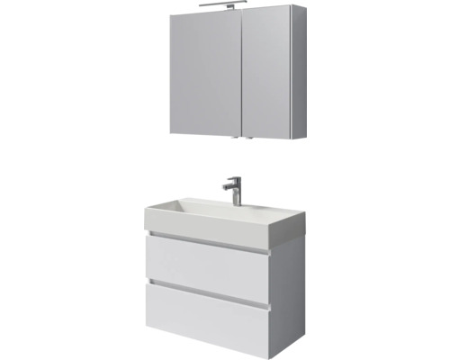 Badezimmermöbel-Set mit Waschtischunterschrank, Waschtisch und Spiegelschrank