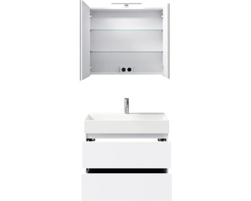 Badezimmermöbelset mit Spiegelschrank, Waschbecken und Unterschrank