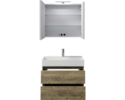 Meuble-lavabo de salle de bain avec meuble bas et armoire de toilette