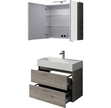 Ensemble de meubles de salle de bain avec meuble sous-lavabo, lavabo et armoire de toilette