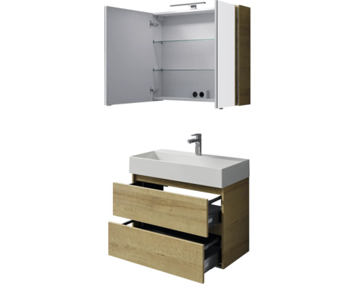 Badezimmermöbelset mit Waschtischunterschrank und Spiegelschrank