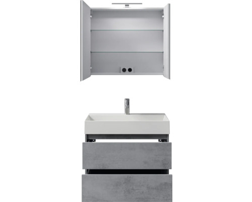 Waschbeckenunterschrank mit Waschbecken und Spiegelschrank für das Badezimmer