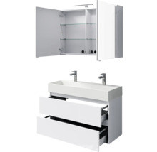 Badezimmermöbel Set mit Spiegelschrank und Waschtischunterschrank mit zwei Schubladen